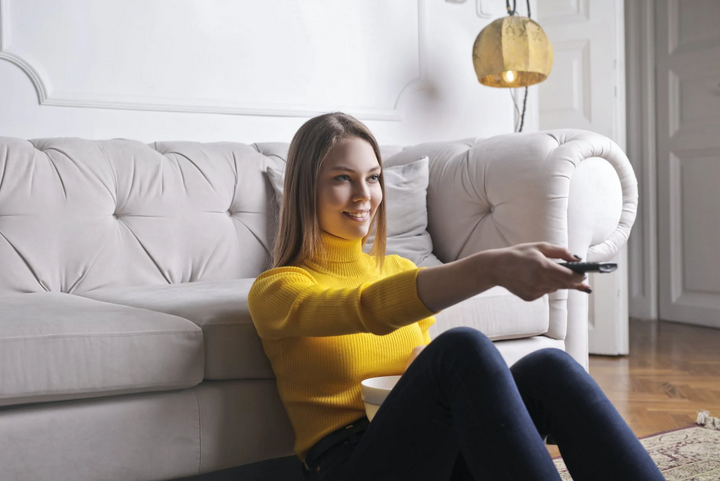 a woman watching movie